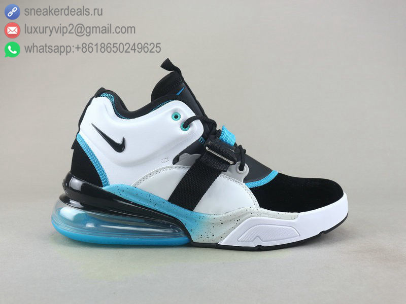 NIKE AIR FORCE 270 WHITE BLACK BLUE LEATHER MEN RUNNING SHOES
